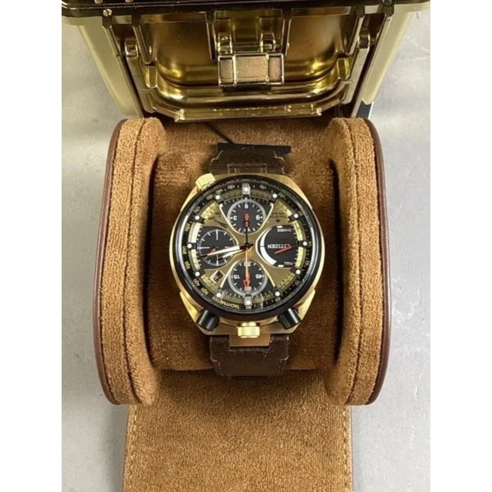 Citizen Men's Watch Promaster Tsuno Gold Tone & Black Dial Strap AV0072-01X NIB
